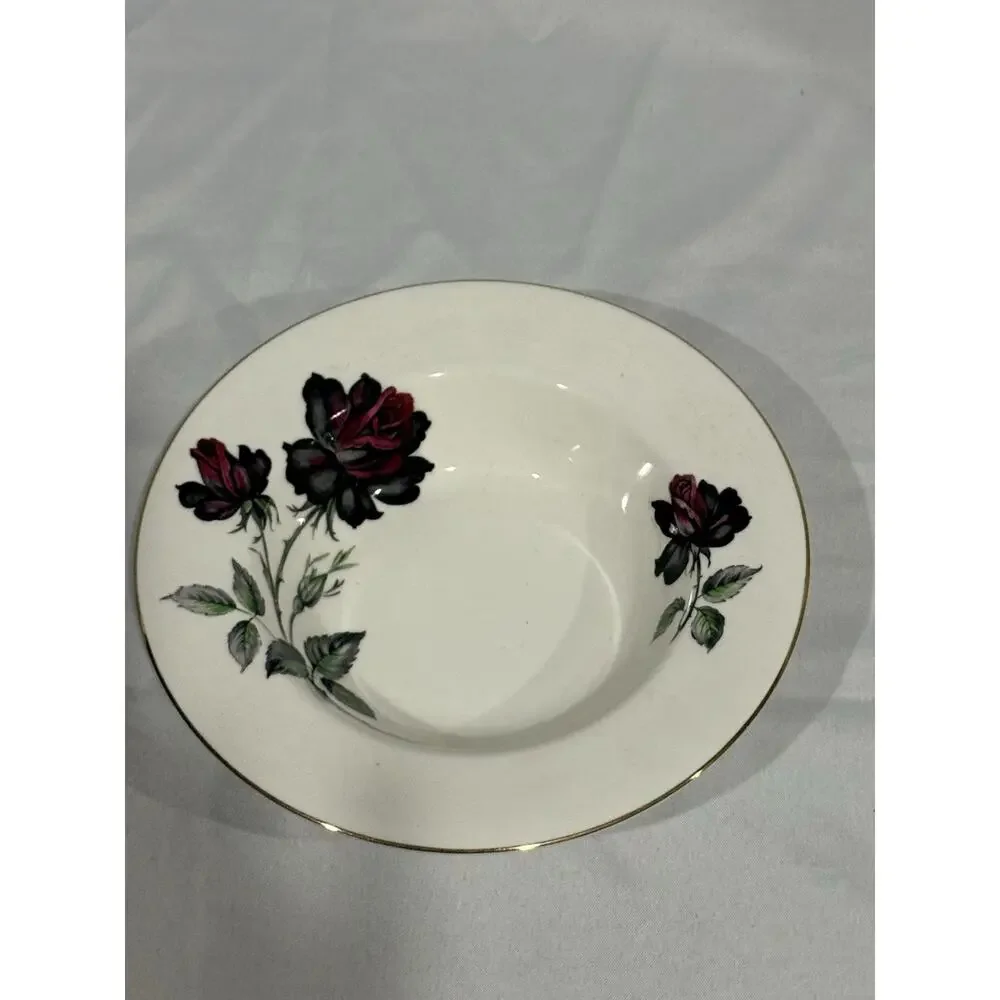 Royal Albert Black Rose Fine Bone China England 8” Rim Soup Bowls – Set of 8